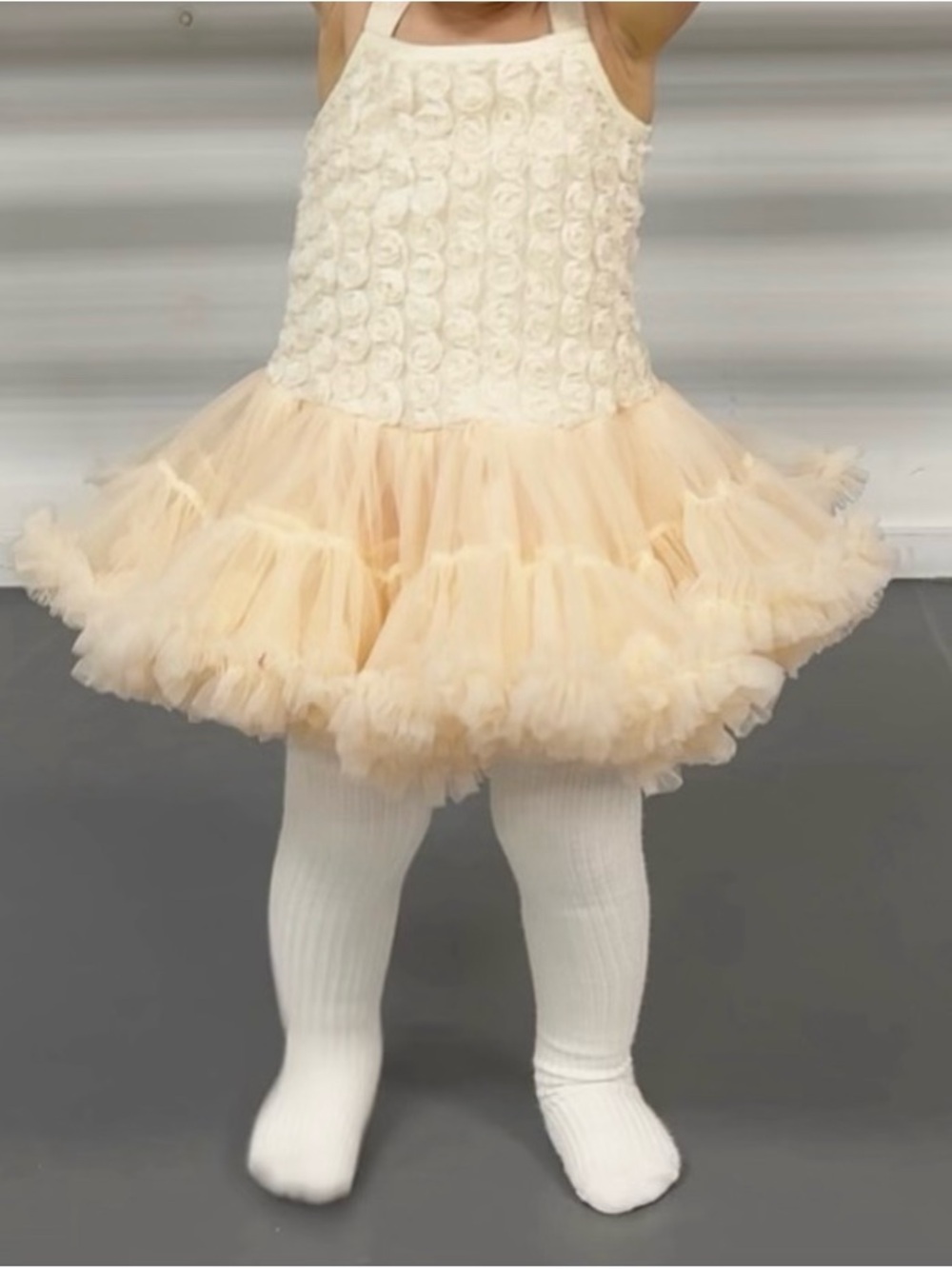 Girls Ivory Rosette Bodice Tulle Tutu Dress